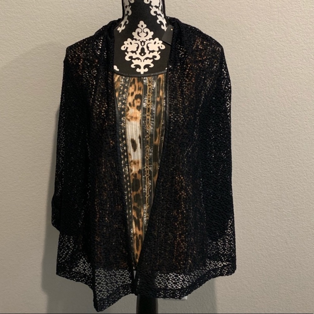 Alberto Makali Animal print shirt w cardigan NWT